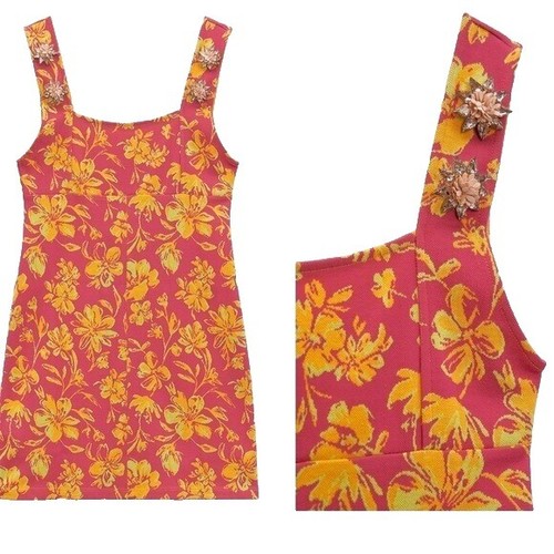Zara Size XS Womens Multicolor Floral Sleeveless V Neck Asymmetric