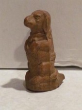 Vintage Mini Clay Dachshund Figurine Sitting Up Wearing Vest Westcott Begging