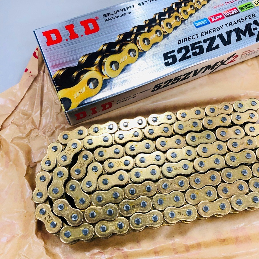 Japan DID Motorcycle Gold X-Ring Chain 525ZVM-X2 G&G 110ZB, 525
