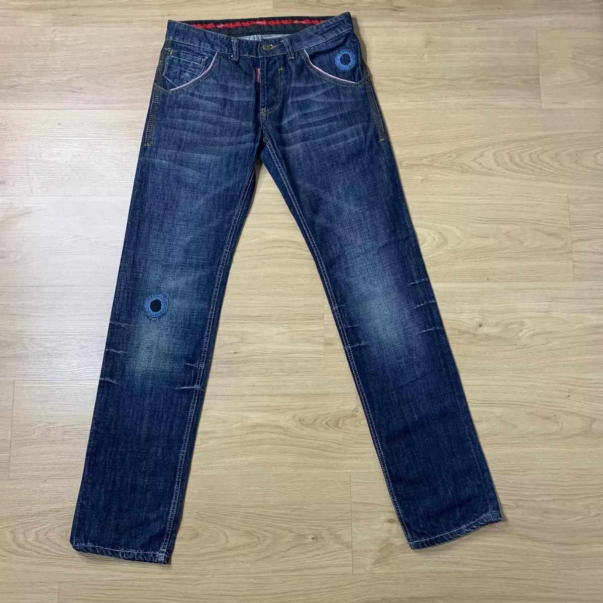 Pantalon homme pantalon homme en jean detresse bleu lave taille 30 eBay