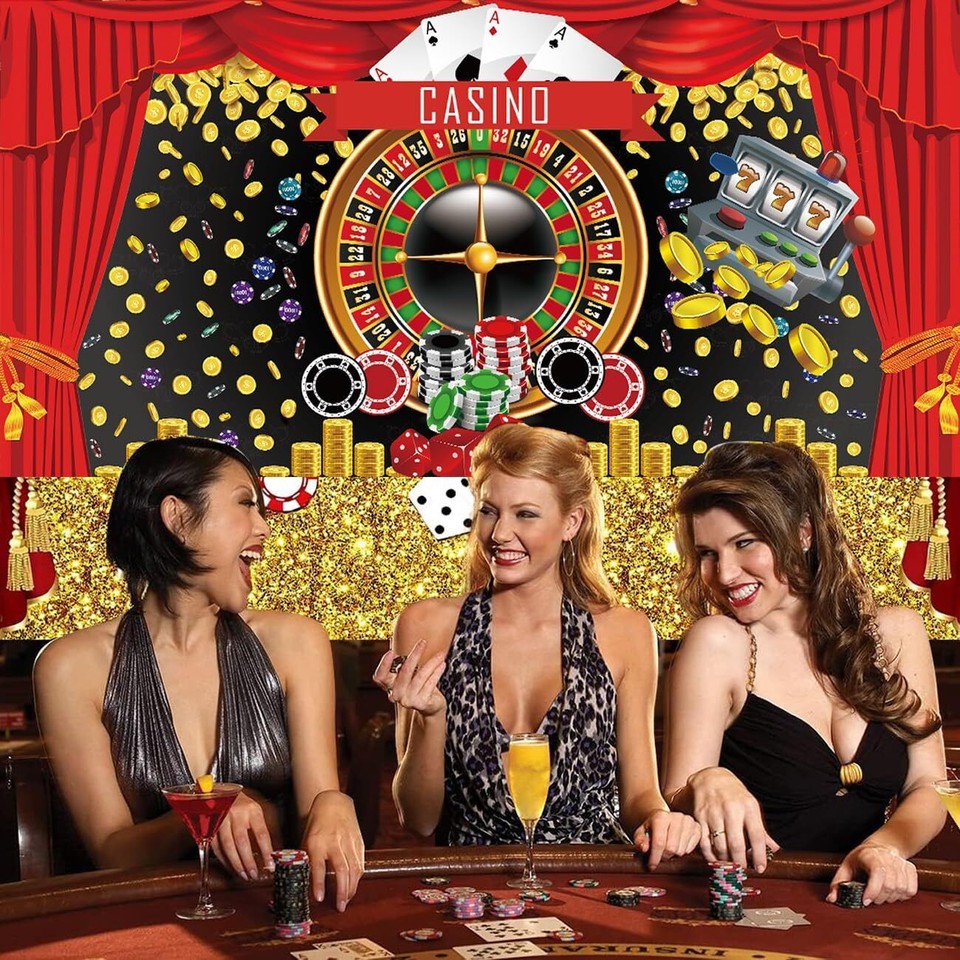 Casino Night Backdrop for Party Las Vegas Backdrop Glitte(5.9x2.95ft