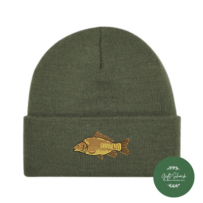 Karpfenangeln Beanie Mütze - Karpfenangeln besticktes Design - Premium weiches Acryl