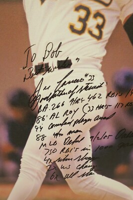 Jose Canseco Signed Authentic Autographed 18x24 Canvas w/10