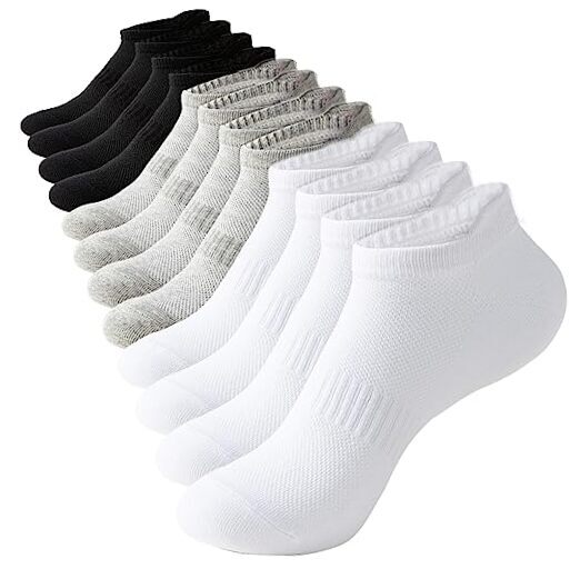 Irisbear Ankle Socks for Women, Running Athletic Low Cut 6-9 White/Black/Gray-image