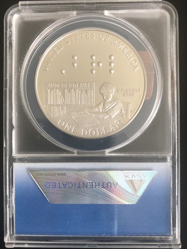 2009 LOUIS BRAILLE Silver $1 ANACS PR70💥FLAWLESS QUALITY!💥FIRST DAY OF ISSUE🏆 - Picture 2 of 2