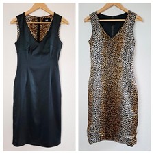D&G Dolce & Gabbana Reversible Green & Leopard Print Midi Dress Y2K IT42 (8-10)