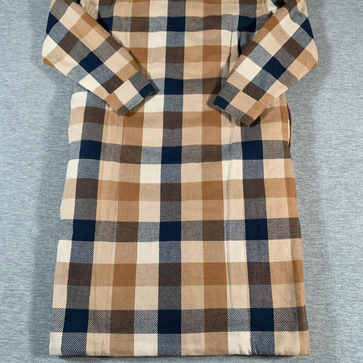 outerknown blanket shirt dress Outerknown Blanket Shirt Dress Womens S Blue Plaid Long Sleeve Button