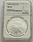 2009 AMERICAN EAGLE $1 NGC MS69 BROWN LABEL 1 OUNCE SILVER COIN