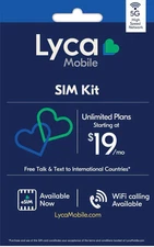 Lycamobile Prepaid $19 X 1 Months Plan Preloaded Sim Card Unlimited Call Text