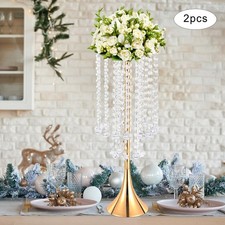 2 Pcs Crystal Flower Vase Stand Wedding Centerpieces Metal Flowers Rack Holder