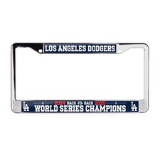 La Dodgers Back To Back 24-25 Ws Champs 3d 2-hole Chrome License Plate Frame La Dodgers Back To Back 24-25 Ws Champs 3d 2-hole Chrome License Plate Frame