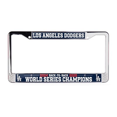 LA Dodgers Back to Back 24-25 WS Champs 3D 2-Hole Chrome License Plate Frame