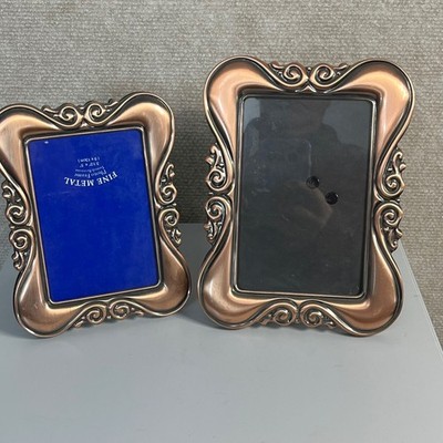 Ornate Copper Tone Metal Picture Frames Scroll Detail  Set of 2