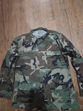 US Army Vintage 90s Coat Woodland Camo Combat Jacket BDU, Size Medium Long