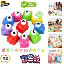 10 Pack Multicolored Shape Paper Hole Punch Craft Set for DIY Crafting, Scrap...