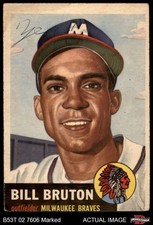 1953 Topps #214 Billy Bruton Braves RC 1 - POOR