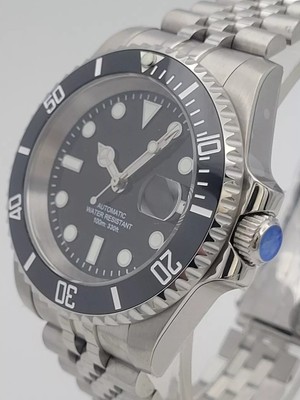 New Automatic Black Sub Divers Watch Sapphire Ceramic Seiko TMI NH35 Movement