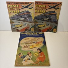 3 Vintage Activity Books- A Work Paint Book 1938 Paste Without Paste x2