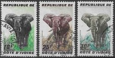 Timbres Animaux Mammifères Eléphants Côte d'Ivoire 177/179 o - 87617FX