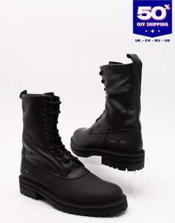 RRP€715 COMMON PROJECTS Leather Combat Boots US8 UK7 EU41 Made in Italy