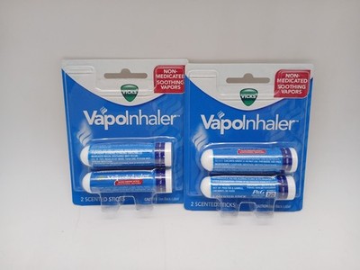 Vicks VapoInhaler Menthol Nasal Congestion Relief - 2 Twin Packs 4 Total Sticks