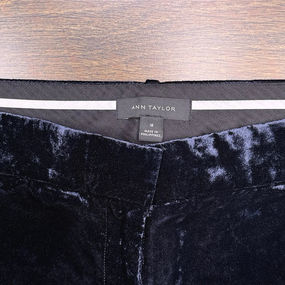 Pantalones de terciopelo Ann Taylor de pierna ancha para mujer 18 azul medianoche tiro alto Foto 4 de 4