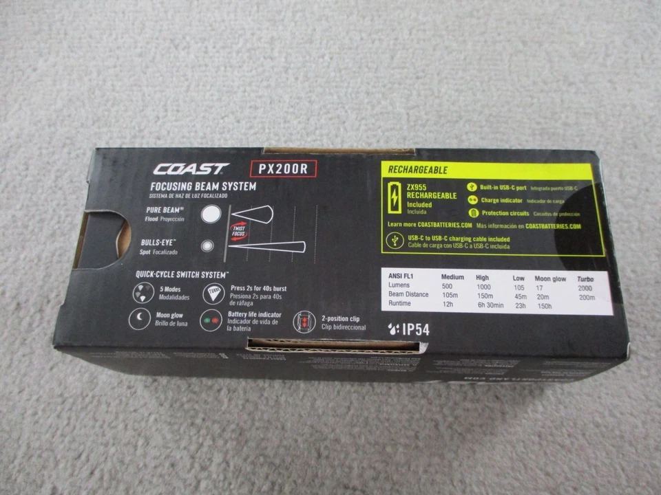 Фонарик Coast PX200R 2000 лм система фокусировки луча перезаряжаемый - Изображение 2 из 3