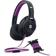iHome In-Line Remote Padded Ear and Headband Flat Cable Headphones - IB42BUC