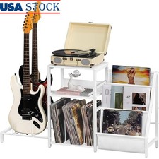 Vinyl Record Player Stand Large Capacity Adjustable Guitar Rack Display Shelf US