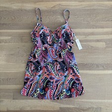 Womens Anne Cole Purple Paisley Swim Dress Si...