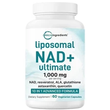 Liposomal NAD+ Ultimate 10-in-1 with Resveratrol ,1000mg | 60 Veggie Capsules