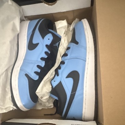 Jordan Air Jordan 1 Low Unisex Kids Leather Low Top Sneakers Blue/Black Lace Up