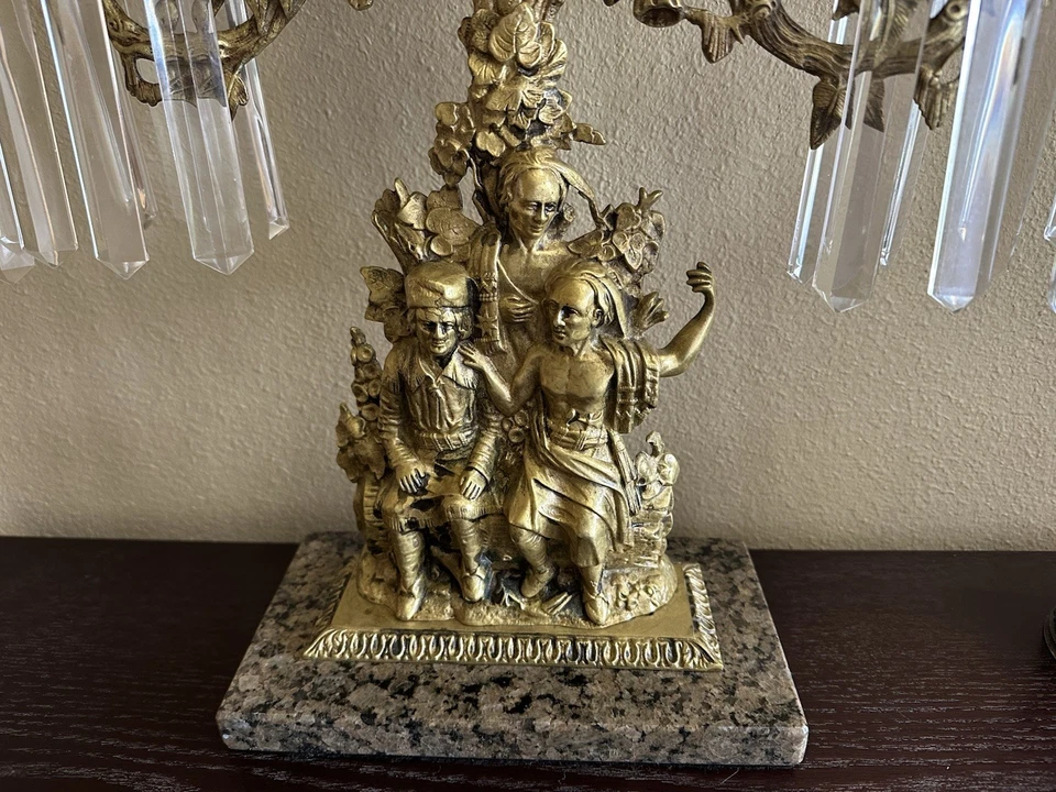 "Antiguo par de candelabros de bronce con base de mármol Cornelius & Co 17,5"" C 1850" Foto 2 de 4