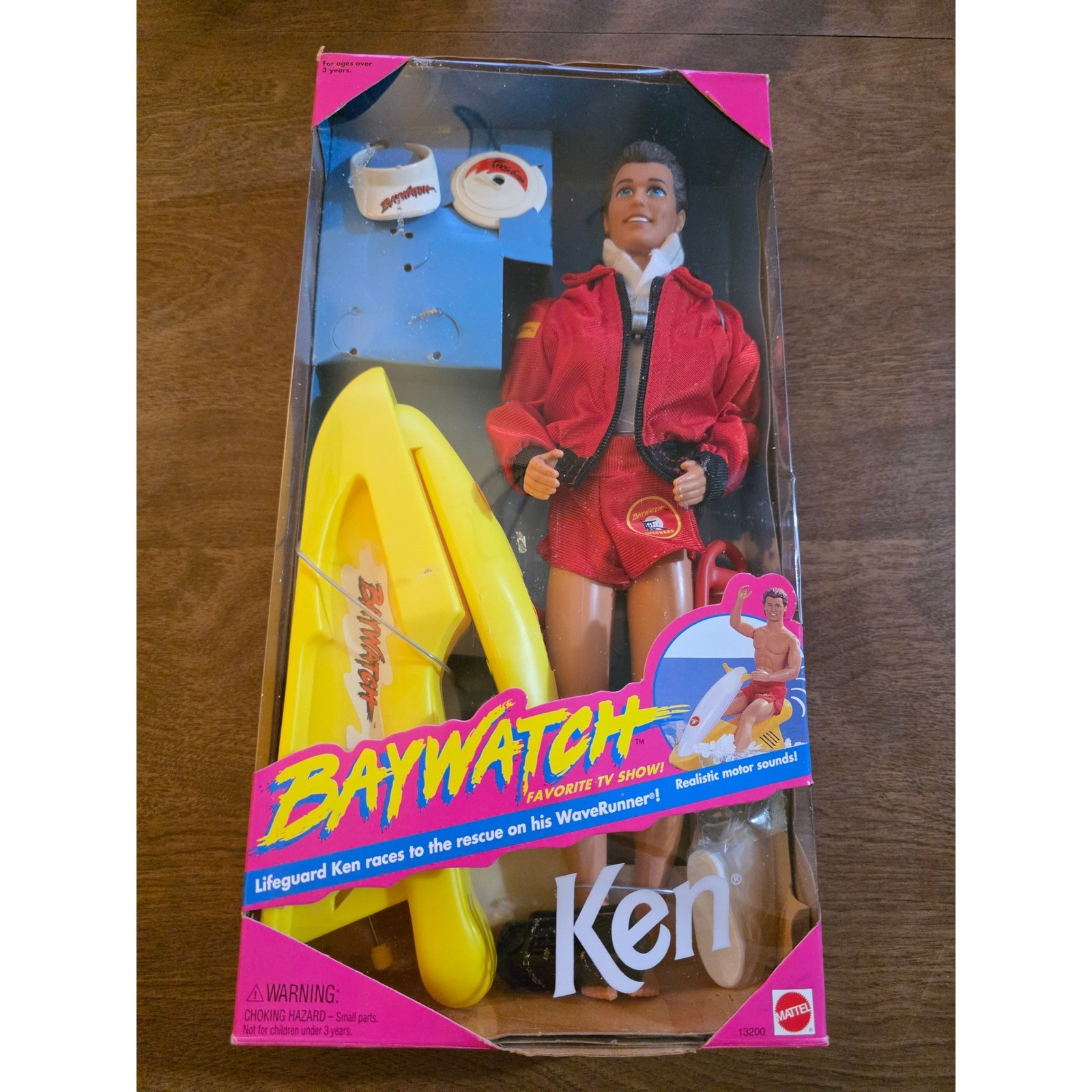 Baywatch Ken Lifeguard Doll Mattel 13200 with WaveRunner and