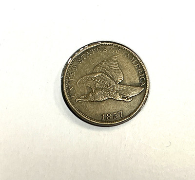 1857 Flying Eagle Cent 1c - XF/AU.