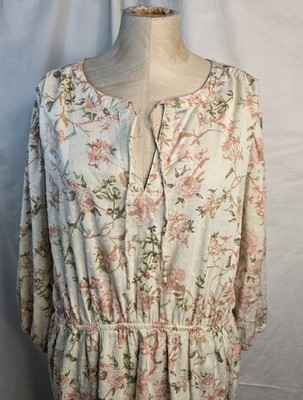 Treasure&Bond Ivory Floral Print Ruffle Hem Minidress NWT - 2X