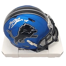 Penei Sewell Signed Detroit Lions 2024 Blue ALT Mini Helmet Beckett Witnessed