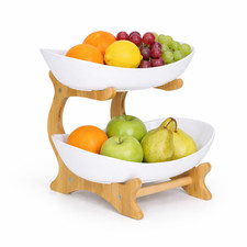 Fruit Bowl 2-Tier White Fruit Basket Serving Platters For Parties Serving Bowls
