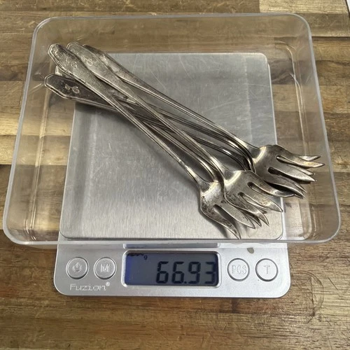 Set of Six Alvin Sterling Silver  Seafood Cocktail Forks 66 grams 5 3/8 monogram