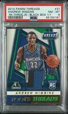 2014 Panini Threads Andrew Wiggins #37 Rookie Threads Jersey Black Box PSA 8