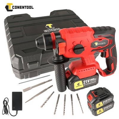 4-IN-1 Akku Bohrhammer 2 * 4.0Ah Akkus & Ladegerät +5 Bohrer SDS-Plus & 2 Meißel