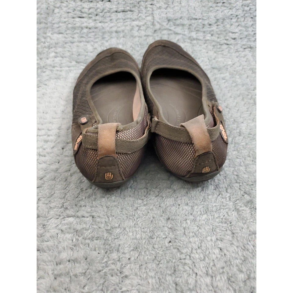 Zapatos planos de ballet Teva para mujer 7,5 marrón verdoso malla plantillas de goma sin cordones Foto 3 de 4