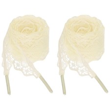 2Pairs Flat Laces Shoelaces, 2.2CM Wide 120CM Length Lacy Shoe Laces, Beige