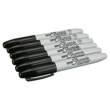 Super Sharpie Permanent Markers Black 6 Markers New