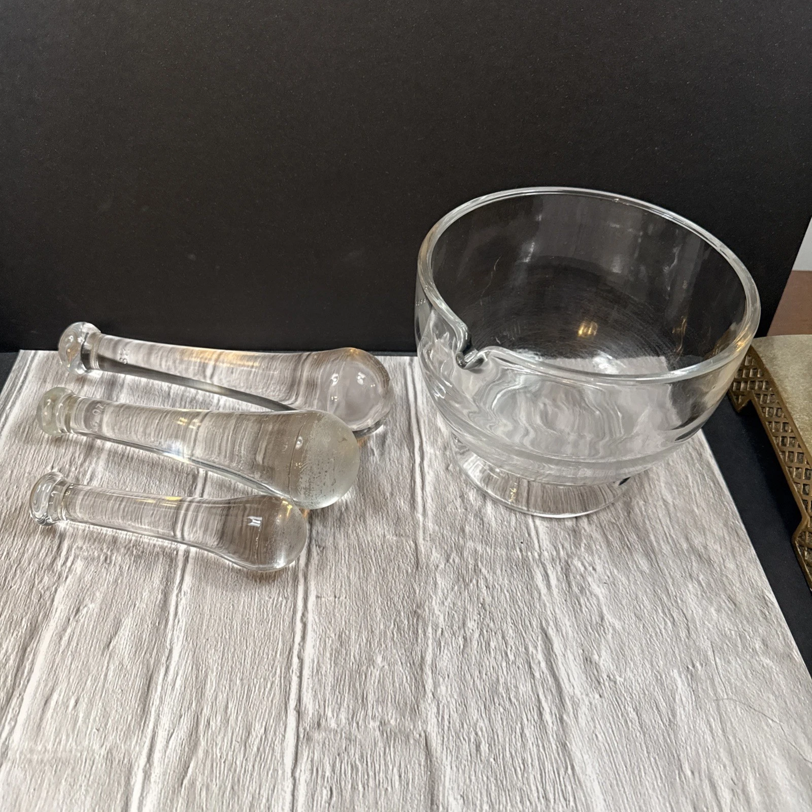 Vintage Apothecary Pharmacy Mortar and Pestle Set Clear Glass Large #32, 16, 4
Opens in a new window