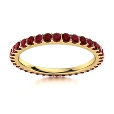 Full Eternity Round Garnet Ruby 925 Sterling Silver Gold Plated Women Ring