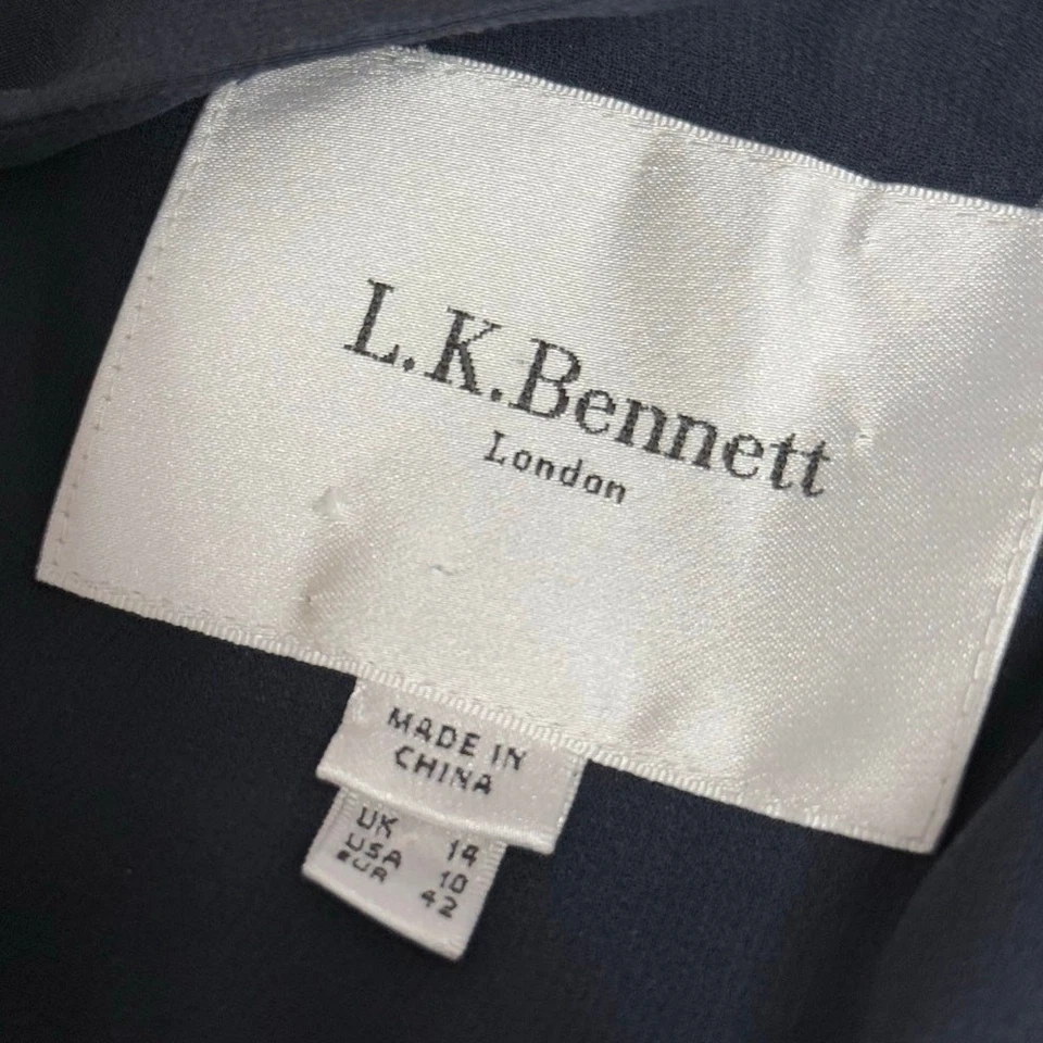 LK BENNETT Mono Ella Azul Marino Oscuro Blanco Lunares Sin Mangas 100% Seda 10 Foto 4 de 4