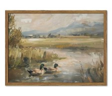 Framed Vintage Mallard Duck Wall Art Countryside Wildlife Pond Nature Canvas ...