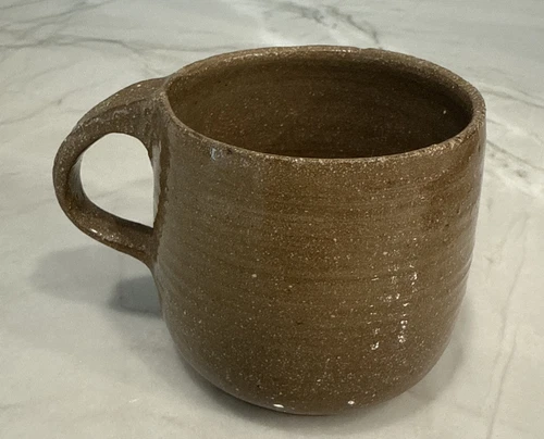 Vintage Hand Thrown Pottery Mug Brown  Unique Holds 8oz
