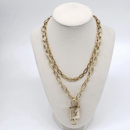 Authentic Louis Vuitton Lock & Key w/ Unbranded Stainless Steel Chain 